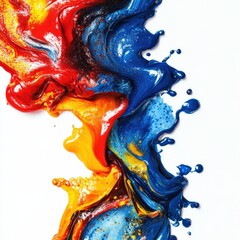 Fototapeta premium Vibrant abstract paint splash with rich gold,dusty blue, blush, soft tan colors and dynamic movement