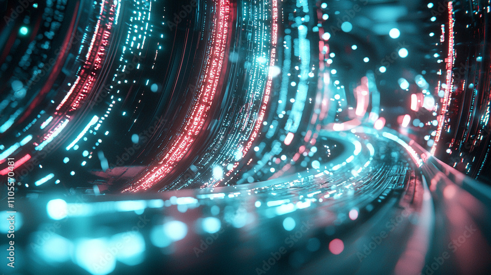 Poster ai-generated visuals of futuristic digital paths technology landscape abstract art virtual reality d