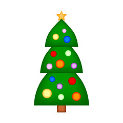 Christmas tree on white background. Vector illustration.