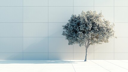 Solitary Tree Against Minimalist Wall