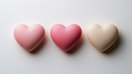 Fototapeta premium Minimalist Pink Hearts Illustration on White