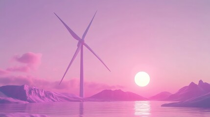 Wind turbine flat design front view eco-friendly theme animation vivid -
