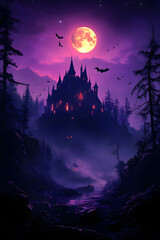 Enchanted Castle Illustration: A Nighttime Fantasy