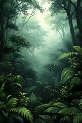 Lush Jungle Illustration: Deep Forest Background