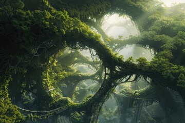 Fototapeta premium A Dense and Mysterious Forest Canopy with Intertwining Branches