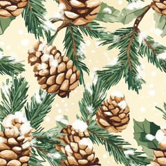 Fototapeta premium Winter Pine Cone Pattern Design
