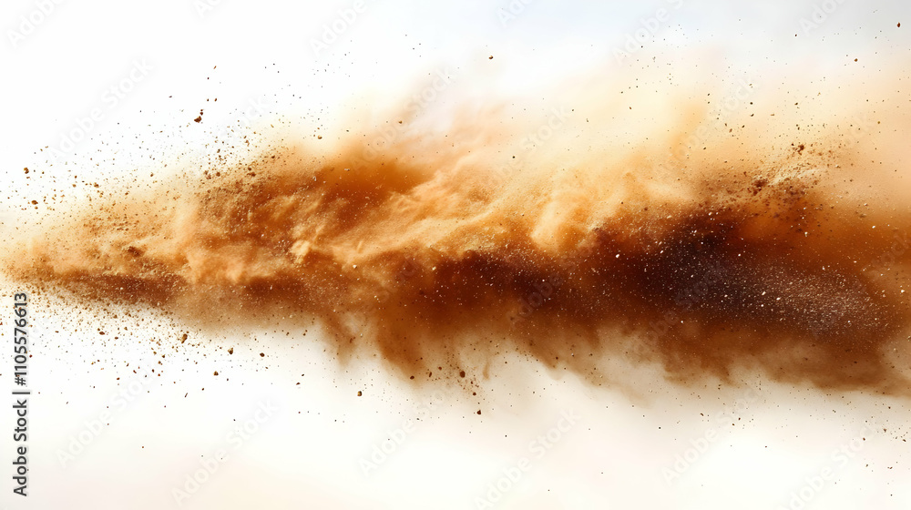 Poster brown dust explodes: a kinetic cloud of soil particles bursts forth dynamically
