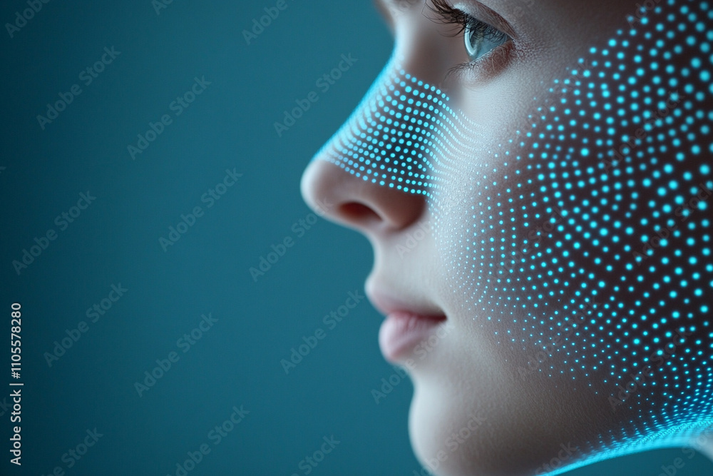 Poster ai generated facial recognition technology modern studio digital art high-tech environment close-up 