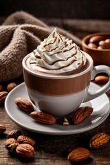 cup of coffee and chocolate cookies
