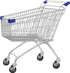 Supermarket trolley realistic mockup. Store metal cart © ssstocker
