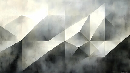 Abstract Grey Geometric Forms Intersect Harmoniously