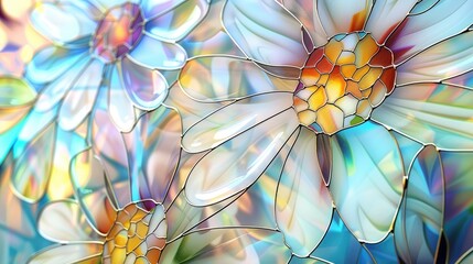 Stained glass window white flower