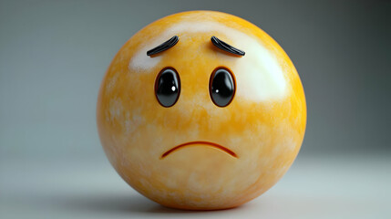 Sad Emoticon: 3D Render of a Depressed Yellow Sphere