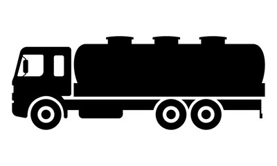 Truck tank icon. Black silhouette. Side view. Vector simple flat graphic illustration. Isolated object on a white background. Isolate.