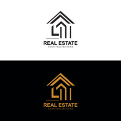 House Home Line Art black and Gold minimalist logo design