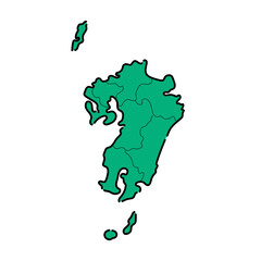 手書きのシンプルな九州地方_01