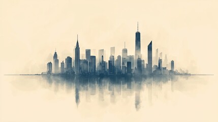 Obraz premium Urban Skyline Reflection in Soft Hues