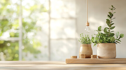 Indoor plant arrangement home living space decorative setup natural light environment aesthetic view ai generate inspiration