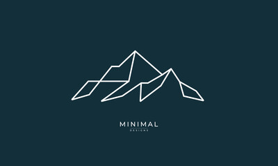 A line art icon logo of a mountain	
