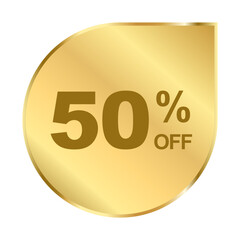 50% off sticker label, gold badge and text minimal luxury Decoration vector isolated ,Premium Quality product, for use for product discount advertisement , shopping low price