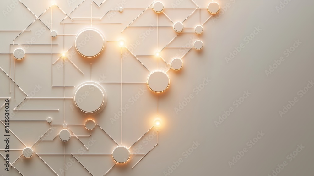 Poster abstract circuits with soft glowing lights