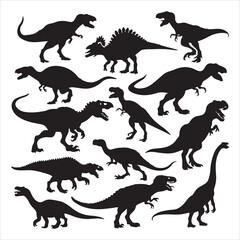 set of vector dinosaur different types of vector silhouette