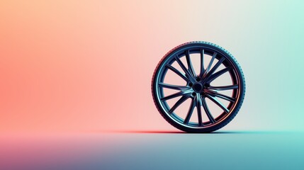 Fototapeta premium Modern Car Wheel on Gradient Background