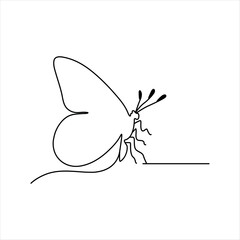 Continuous  single line of butterfly icon outline vector art illustration isolated design