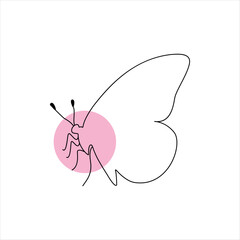 Continuous  single line of butterfly icon outline vector art illustration isolated design
