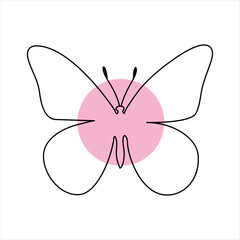Naklejka premium Continuous single line of butterfly icon outline vector art illustration isolated design