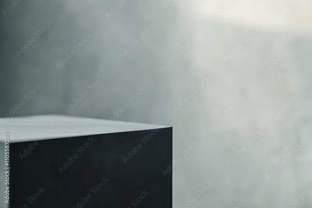 Poster This image captures a minimalist black and white aesthetic with a sharp corner, highlighting the interplay between light and shadow on smooth surfaces.
