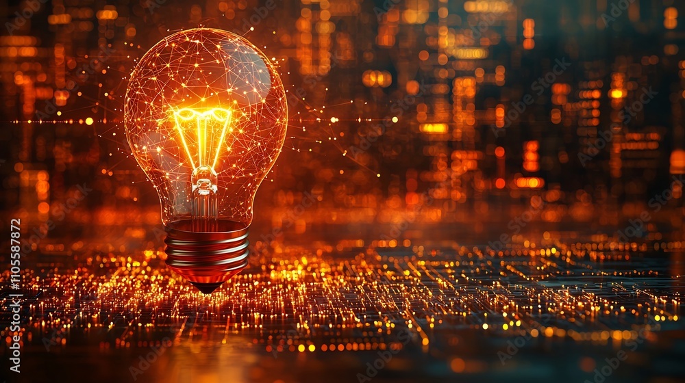 Aufkleber glowing lightbulb hovering above a digital world map symbolizing global business vision and innovati