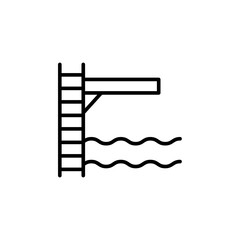 Diving board outline icons, minimalist vector illustration ,simple transparent graphic element .Isolated on white background