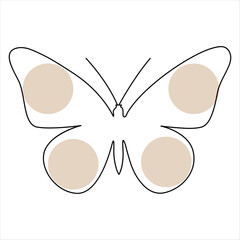 Continuous  single line of butterfly icon outline vector art illustration isolated design