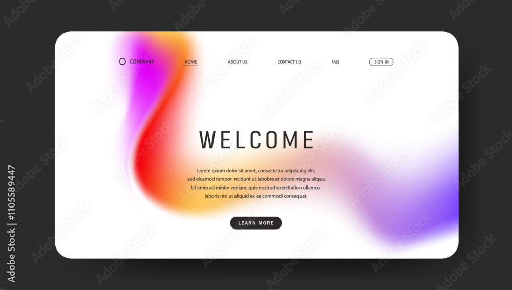 Poster abstract wave futuristic design of landing page. retro gradient mesh dark concept website design