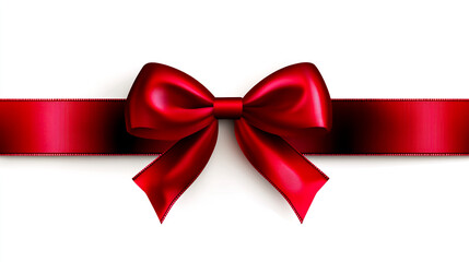 Read ribbon with a bow on a white background