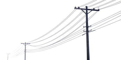 Electric Power Line on a Transparent Background.AI GENERATED