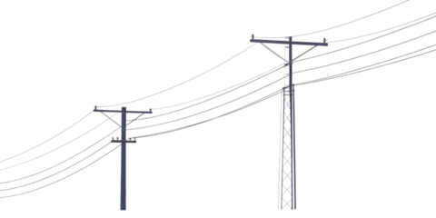 Electric Power Line on a Transparent Background.AI GENERATED