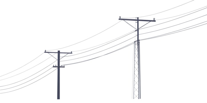 Electric Power Line on a Transparent Background.AI GENERATED