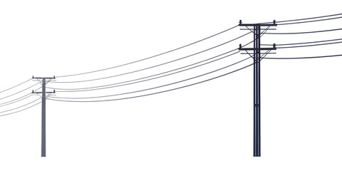 Electric Power Line on a Transparent Background.AI GENERATED