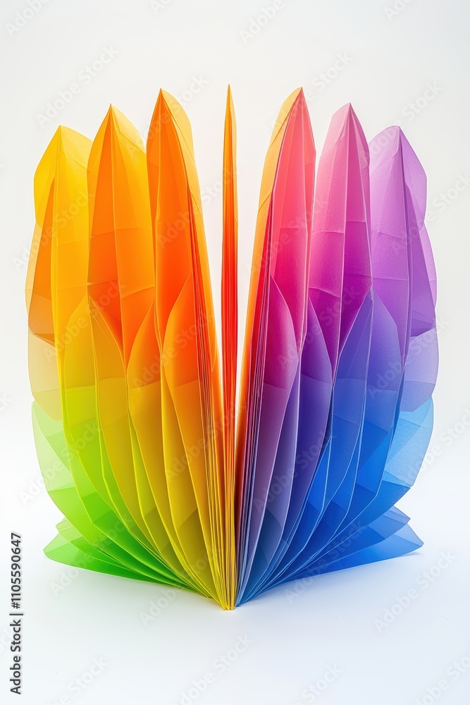 Poster colorful paper sculpture displaying gradient spectrum creation