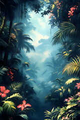 Lush Tropical Jungle Illustration