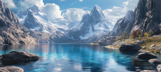 Majestic Mountain Lake Serenity: A Breathtaking View of Pristine Nature