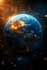 Fototapeta premium Earth at Night 3D Illustration