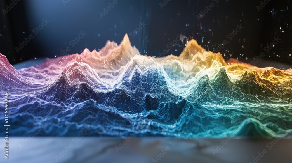 Poster exploring the invisible energy patterns of the electromagnetic spectrum landscape in a virtual envir
