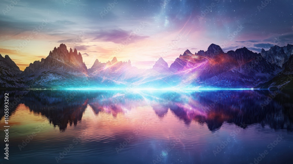 Poster nature meets technology exploring invisible energy patterns in high altitude mountains through digit