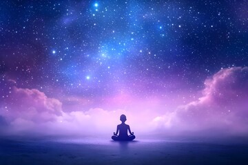 Serene Stargazer Admiring Dreamlike Cosmos with Glittering Stars in Peaceful Nocturnal Woodland Landscape