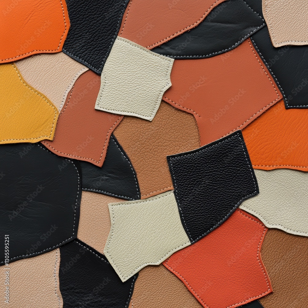 Poster colorful patchwork of leather textures and patterns for design use