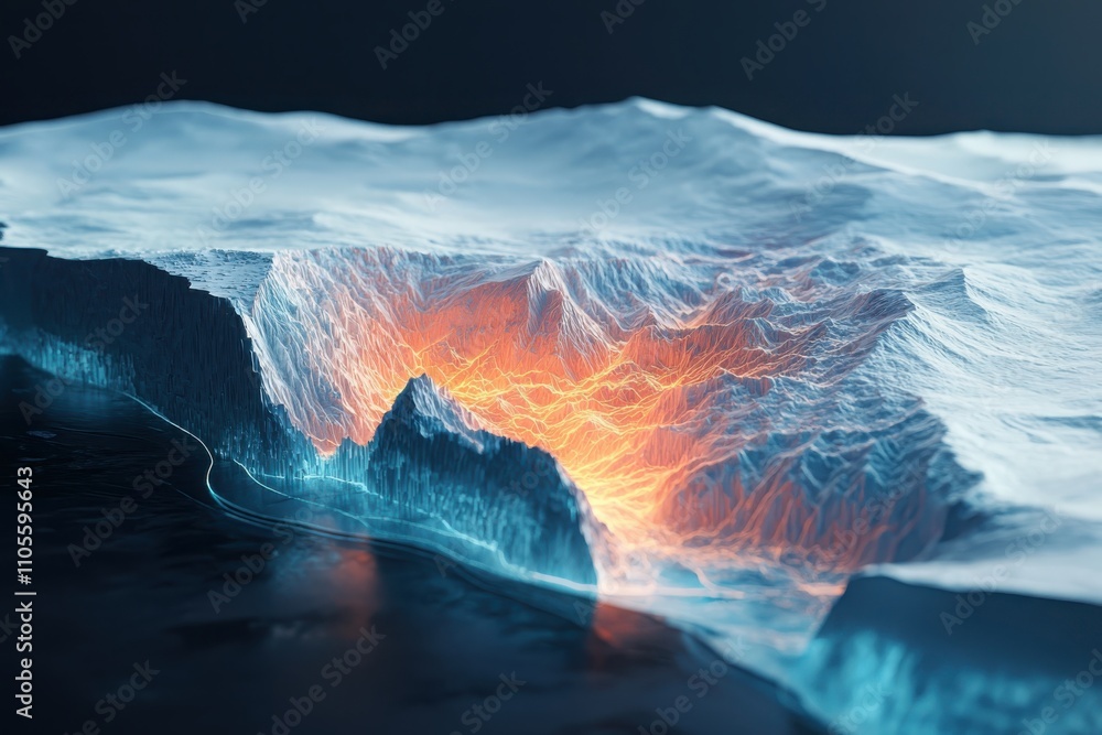 Poster analyzing polar ice cap melting patterns through data visualization arctic region environmental insi