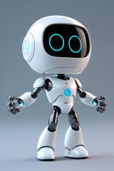Title Cute white robot with glowing blue accents, suitable for techrelated projects, childrens books, and futuristic concepts.